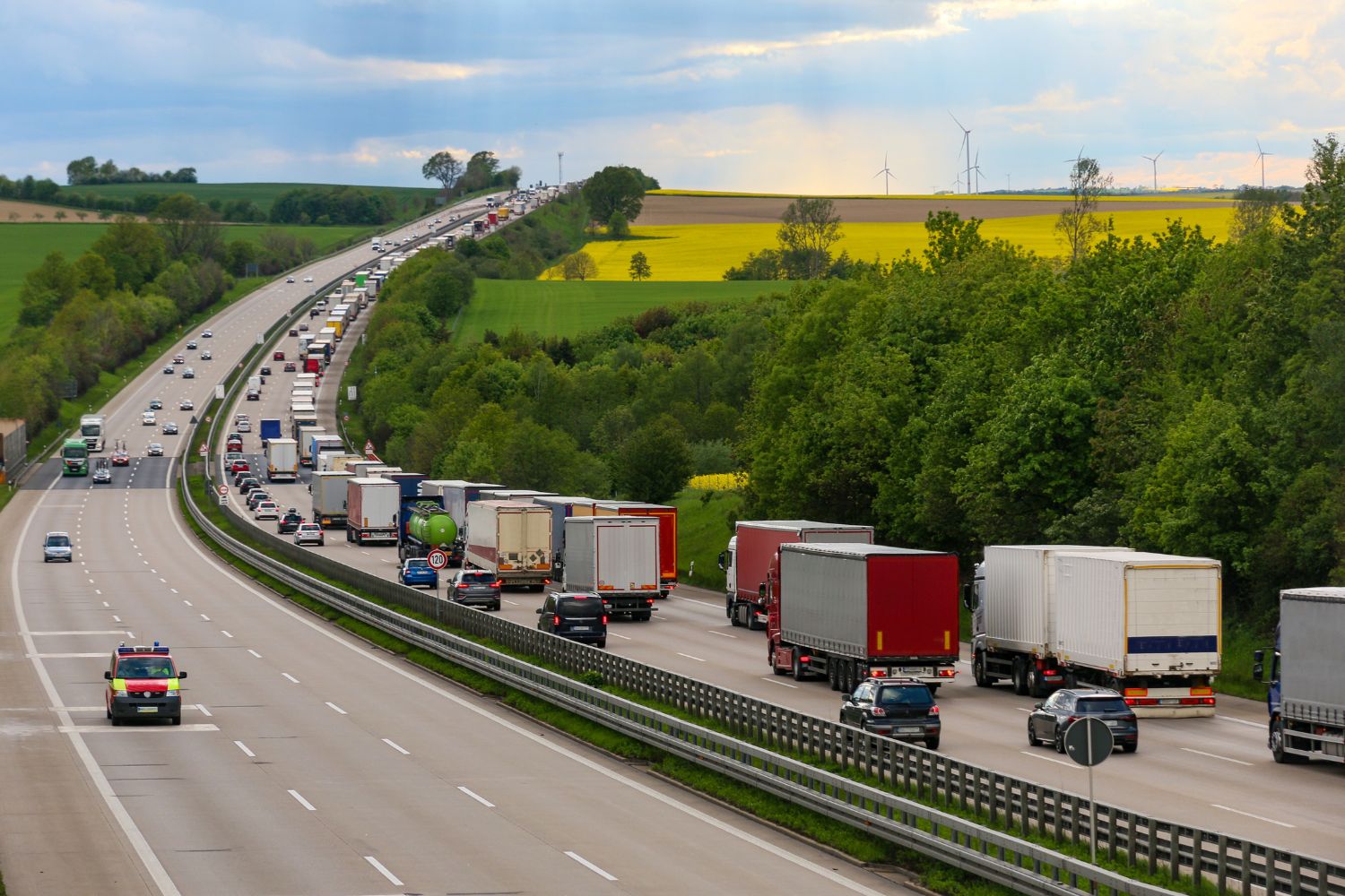 Trucks on a highway